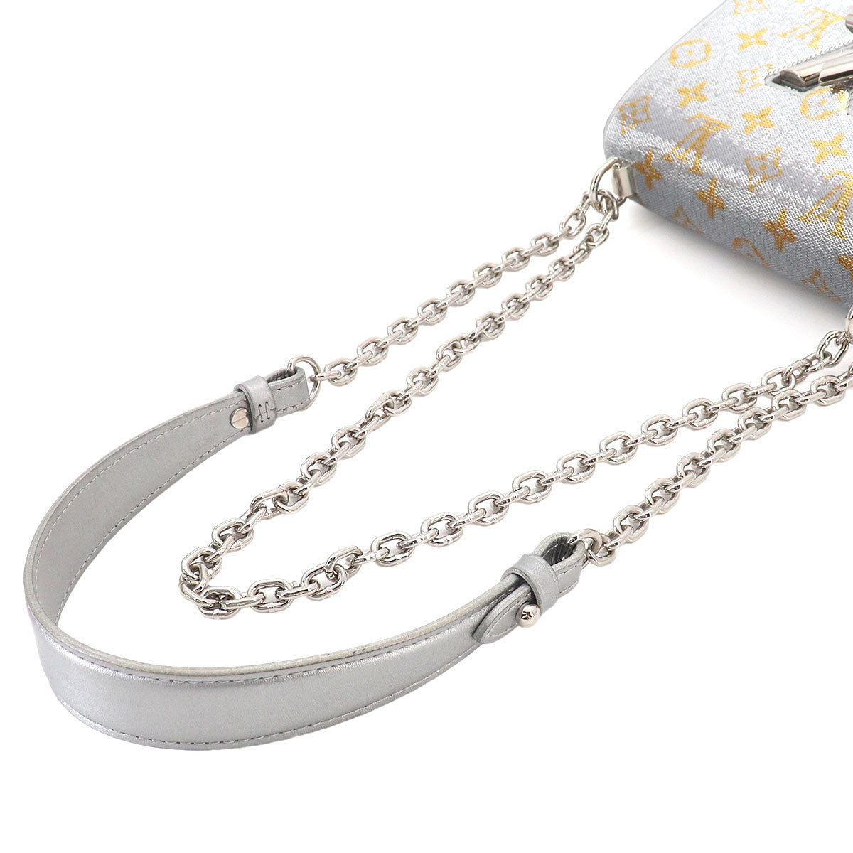 Monogram Sequins Twist PM Shoulder Bag Leather Silver