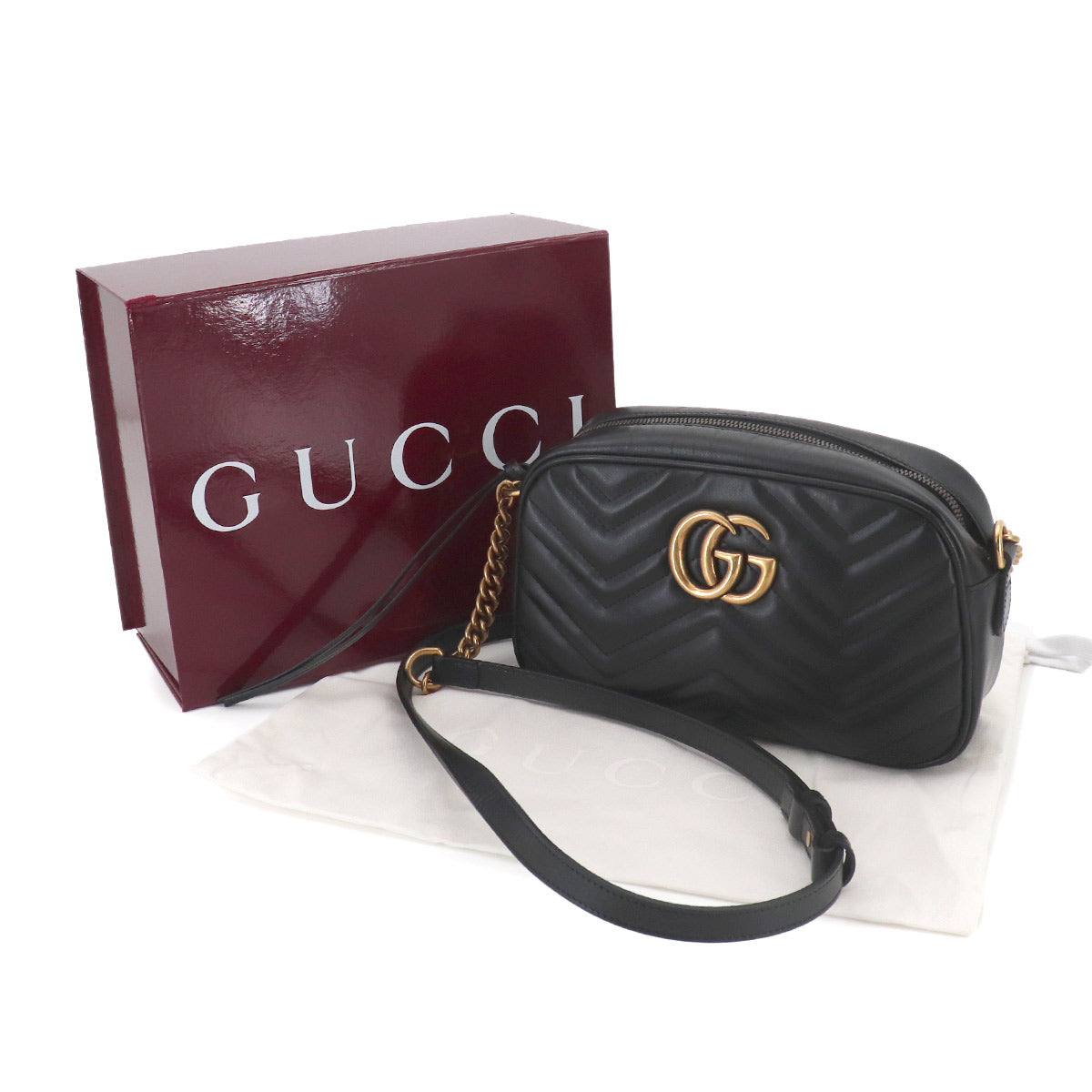 GG Marmont Chain Shoulder Bag Leather Black 447632 Purse
