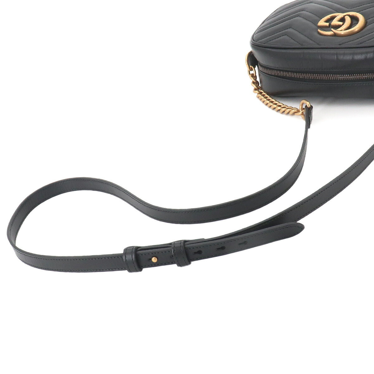 GG Marmont Chain Shoulder Bag Leather Black 447632 Purse