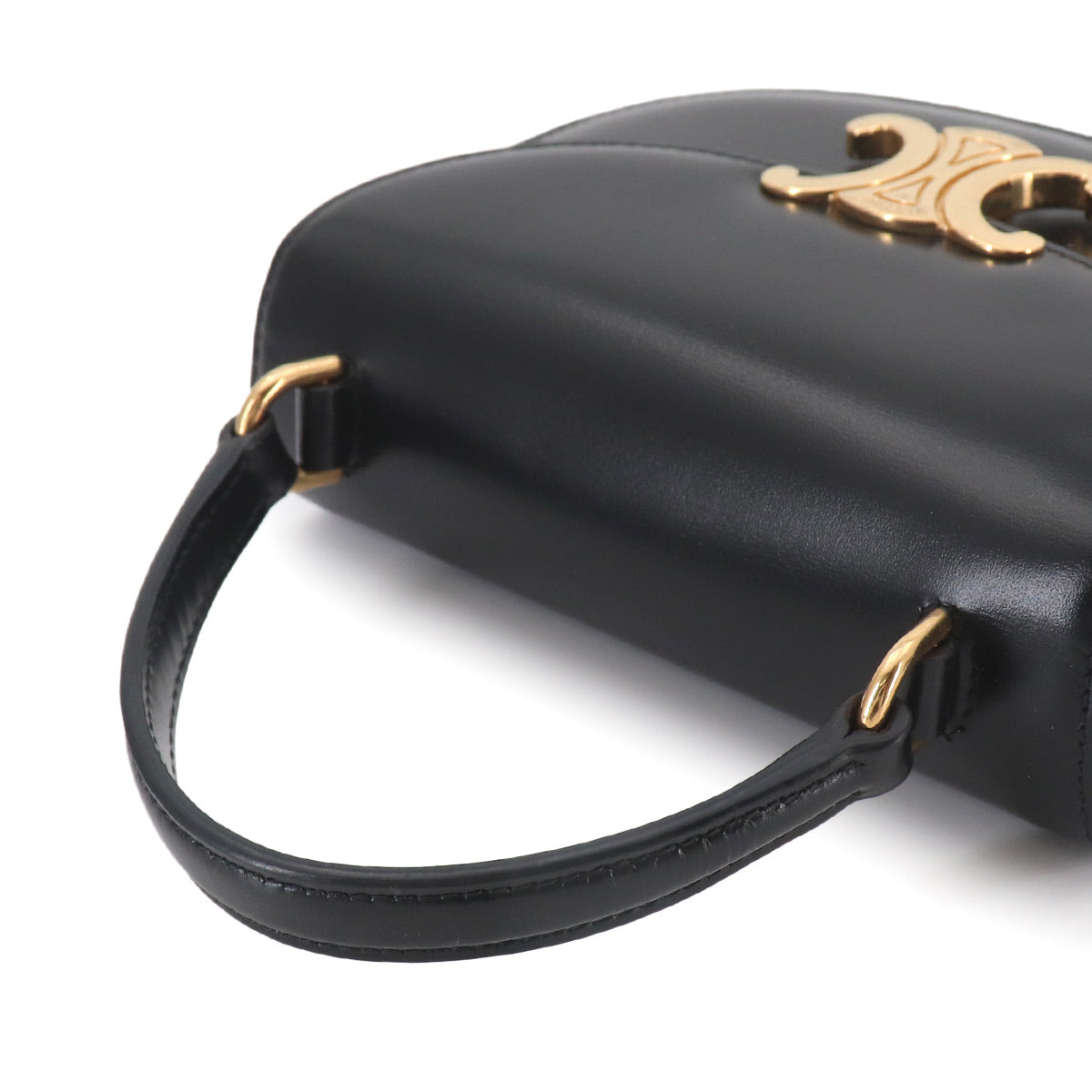 Triomphe Mini Besace Clea Hand Shoulder Bag Leather Black