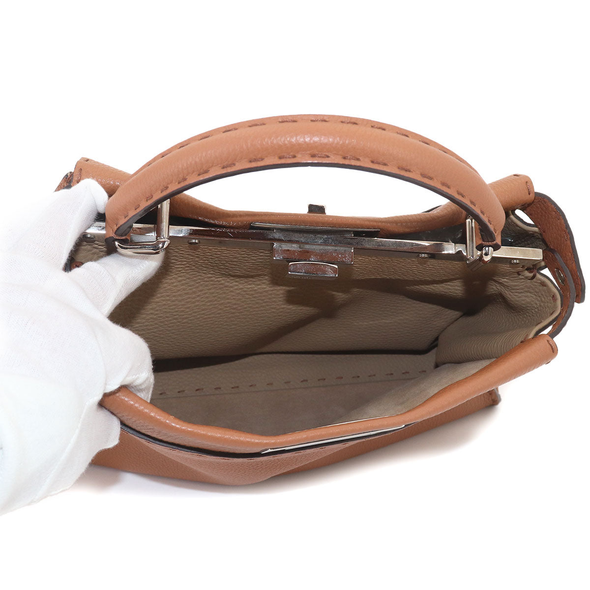 Selleria Peekaboo 2way Hand Shoulder Bag Leather Brown 8BN226