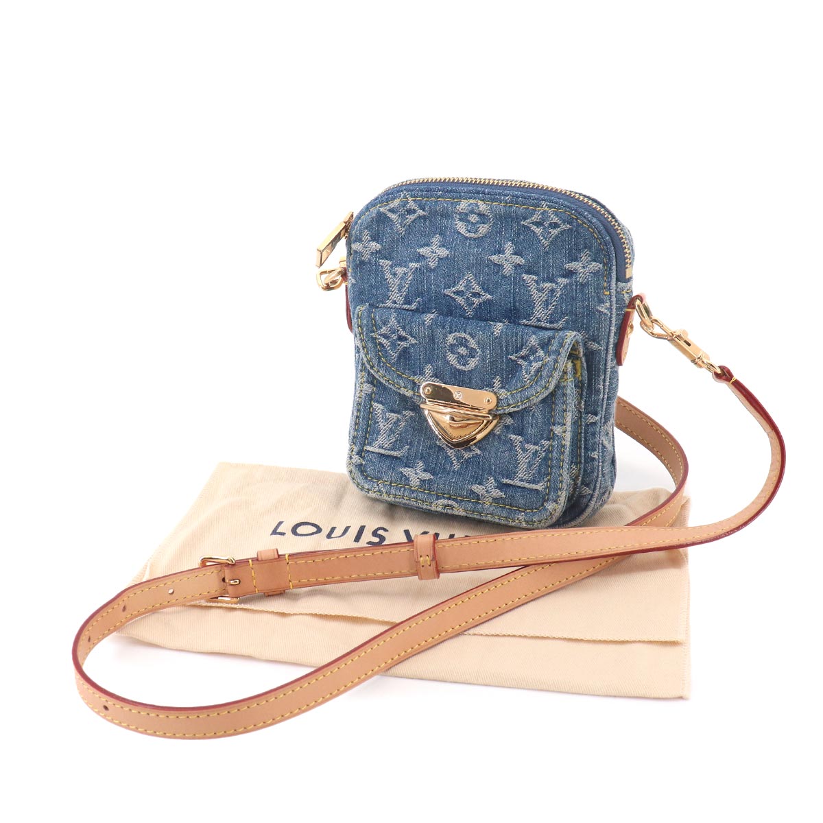 LV Remix Monogram Denim Fairfax Pochette Shoulder Bag