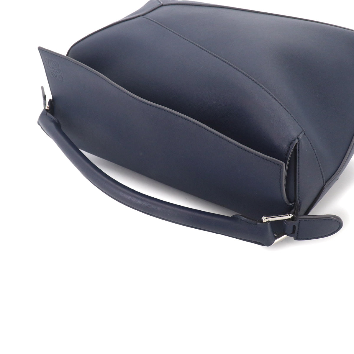 Pazzle Edge Bag Large Hand Shoulder Bag Leather Navy