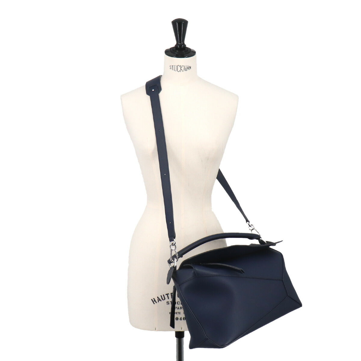 Pazzle Edge Bag Large Hand Shoulder Bag Leather Navy