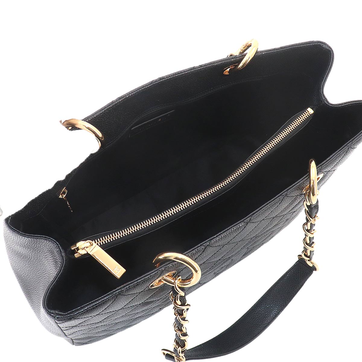 Matelasse Grand Shopping Tote Bag Leather Black GST A50995