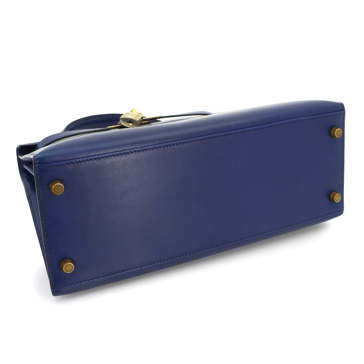 Kelly 28 Box carf Blue 2way Hand Shoulder Bag Vintage Purse