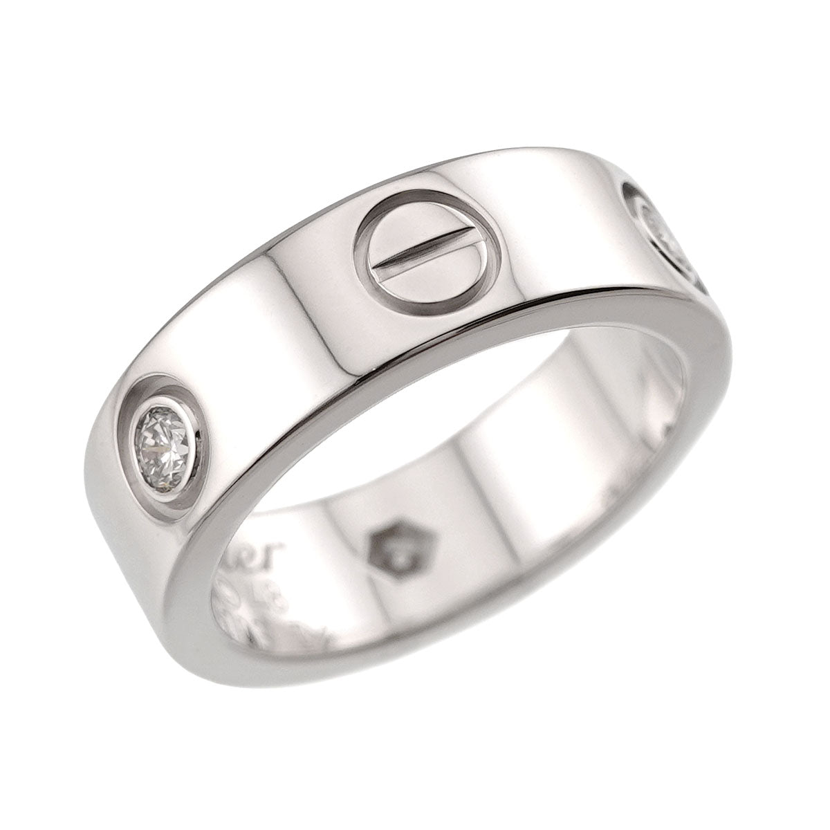 Love Ring Half Diamond 3P 18K White Gold 750 size48 4.5(US)