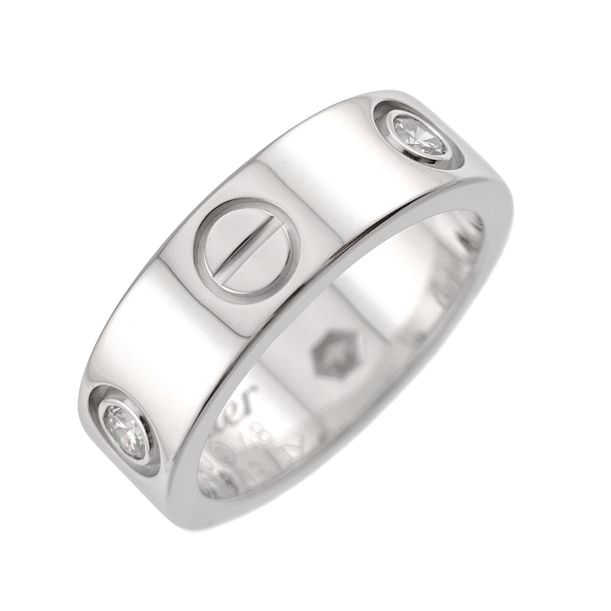 Love Ring Half Diamond 3P 18K White Gold 750 size48 4.5(US)