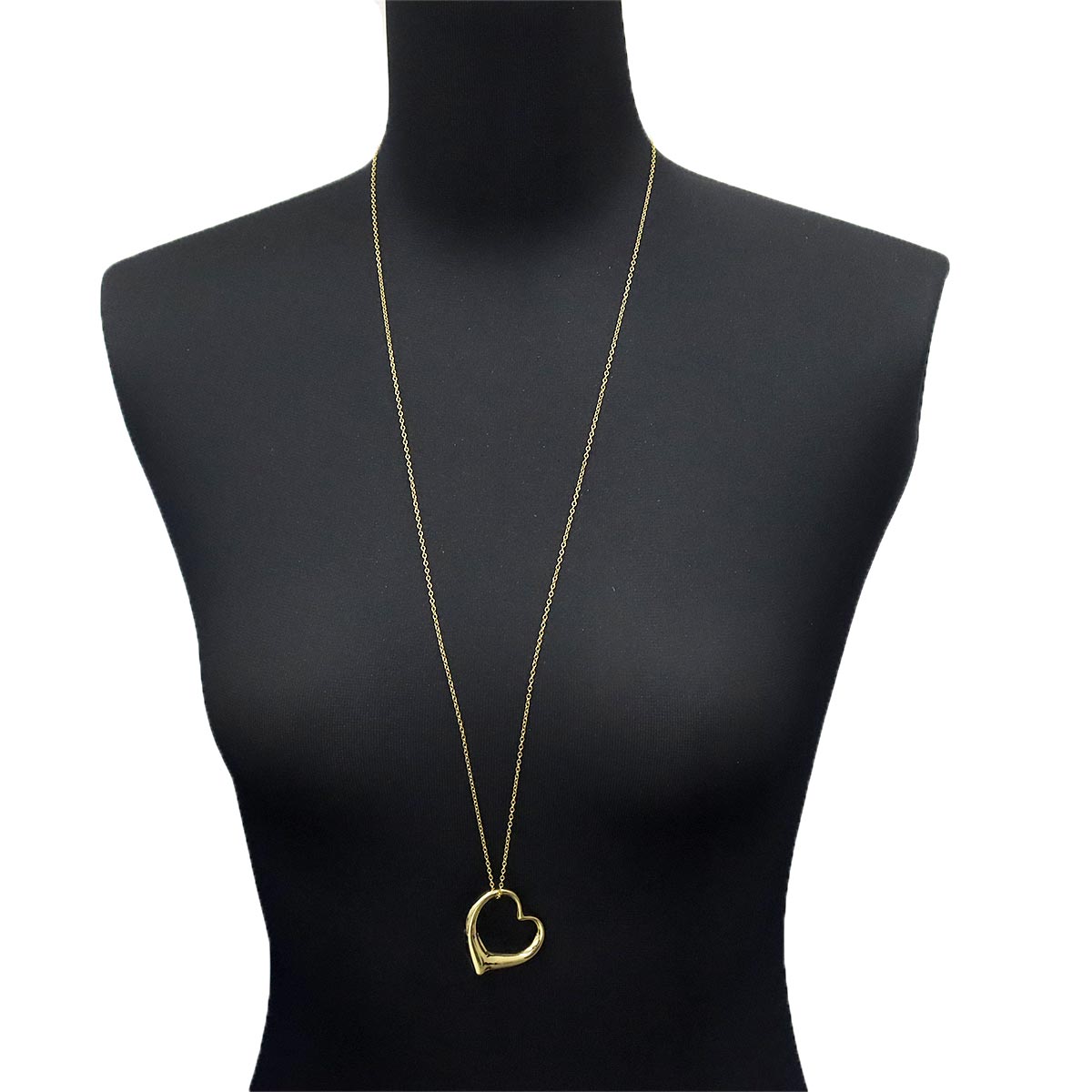 Open Heart Long Necklace 18K Yellow Gold 750