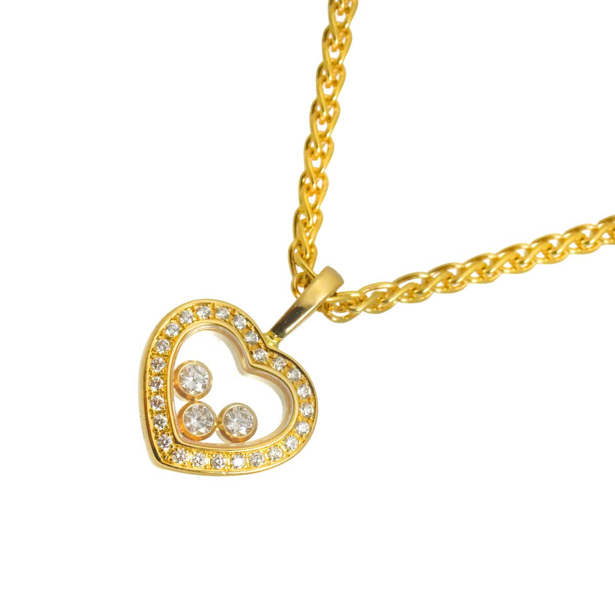 Happy Diamond Heart Necklace 18K Yellow Gold 750