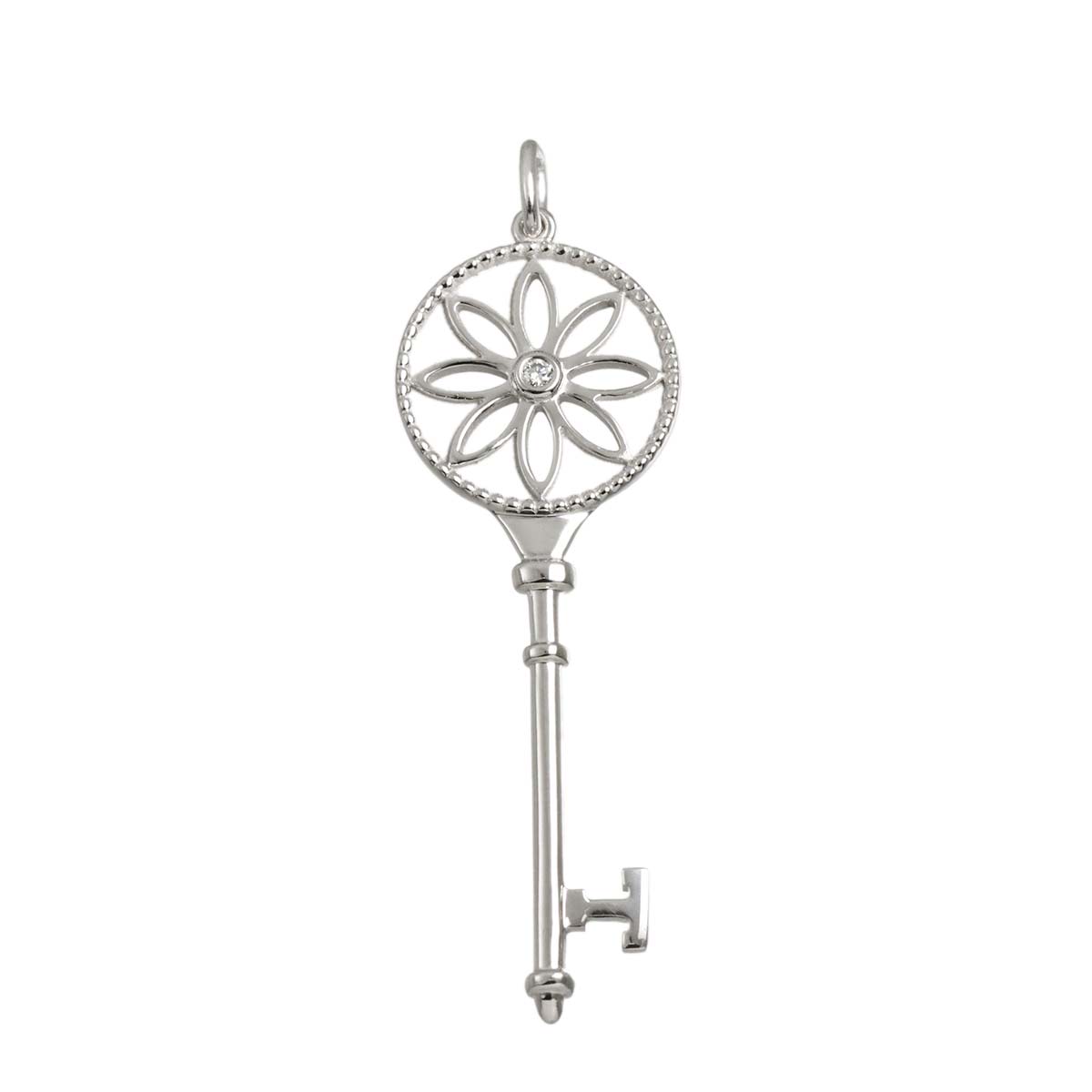 TIFFANY Co. Daisy Diamond Key Pendant Top 18K WG 750