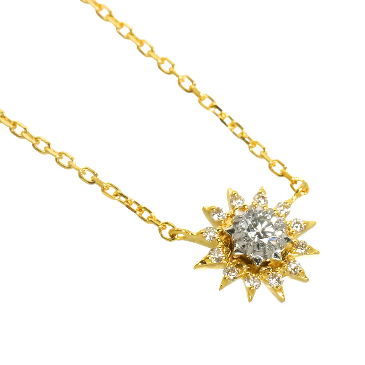 Diamond 0.08ct Necklace 18K YG 750 Pt
