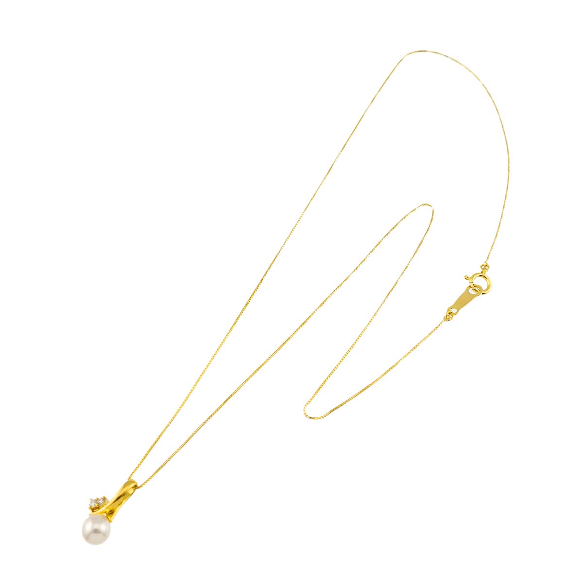 Akoya Pearl Diamond Necklace 18K Yellow Gold 750