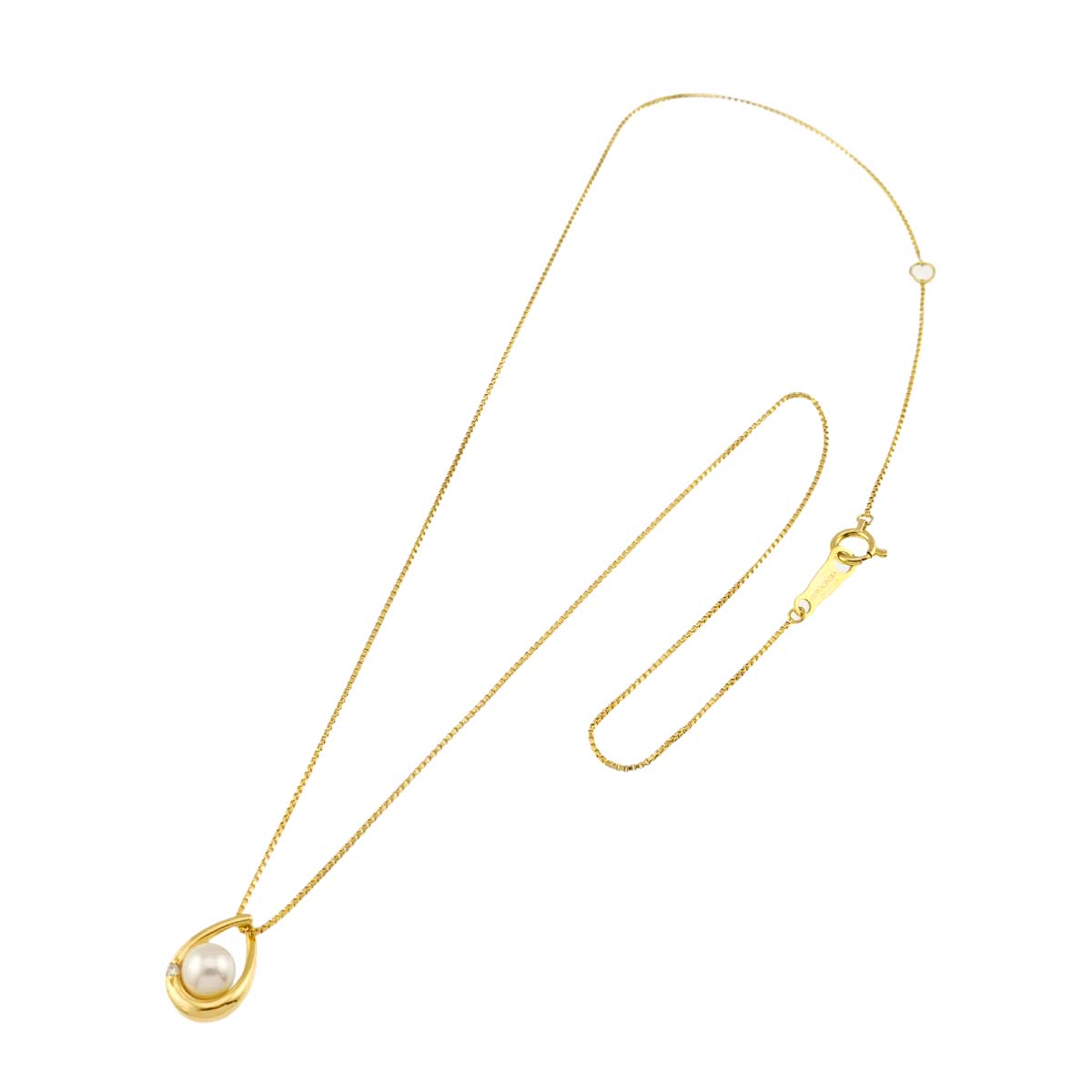 Baby Pearl Diamond Necklace 18K Yellow Gold 750