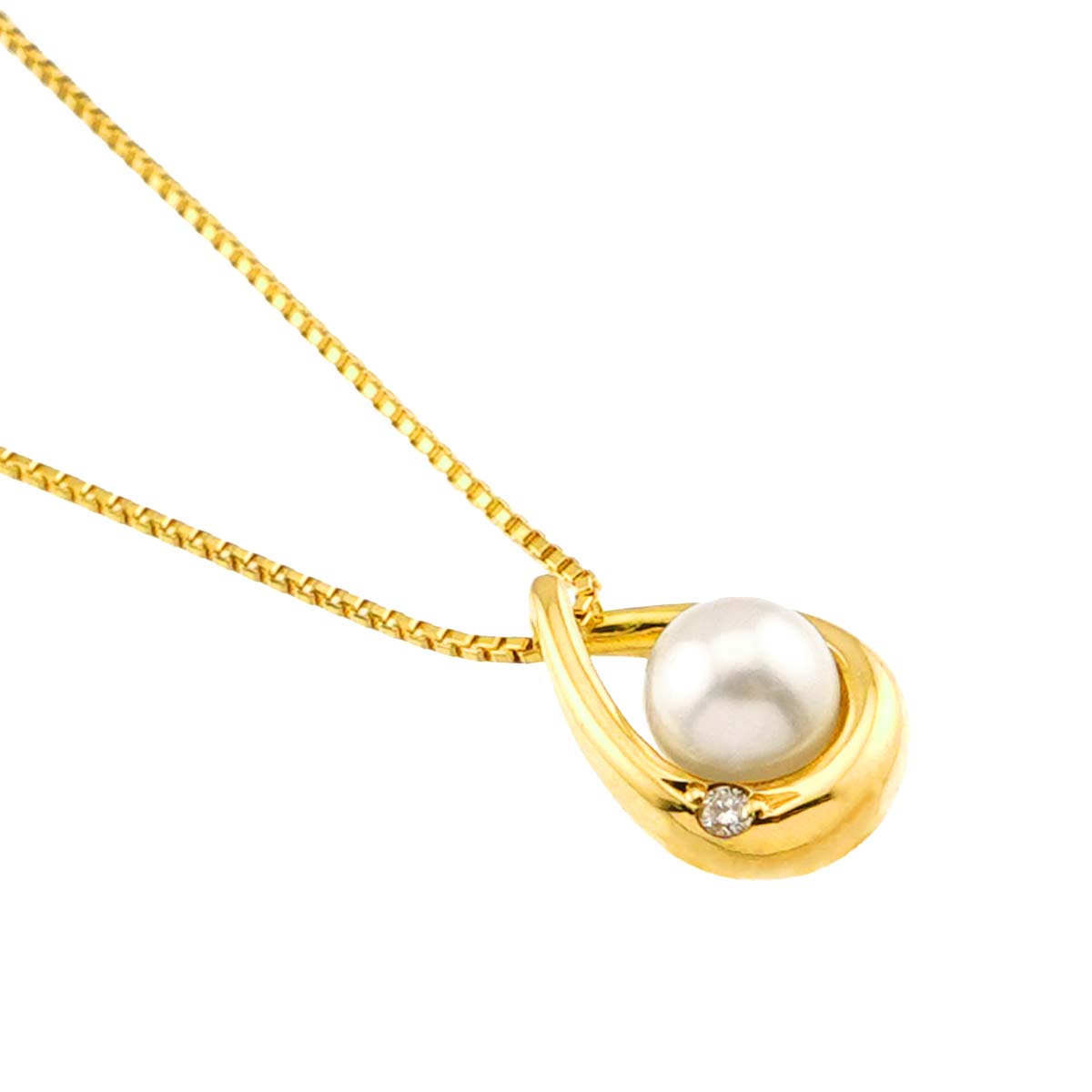 Baby Pearl Diamond Necklace 18K Yellow Gold 750