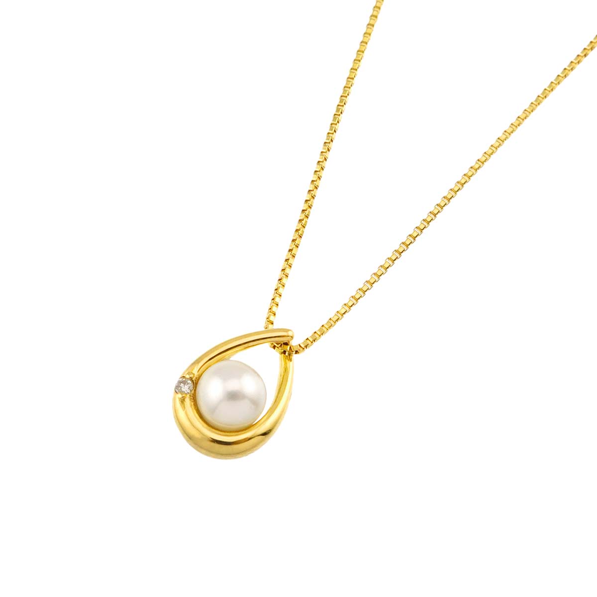 Baby Pearl Diamond Necklace 18K Yellow Gold 750
