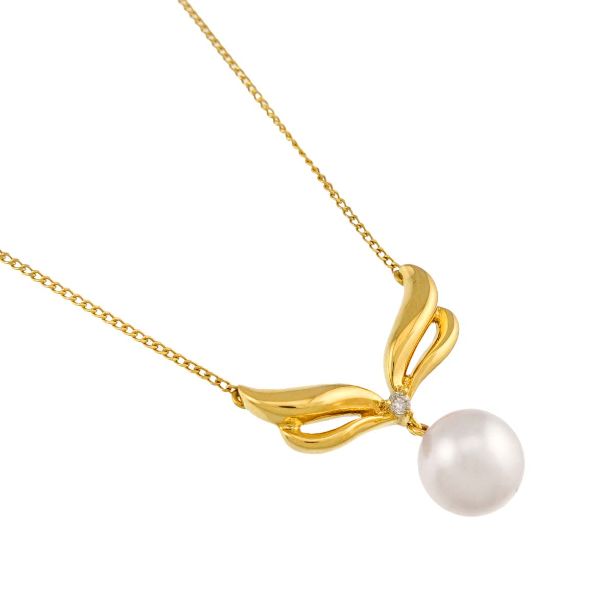 Akoya Pearl 8.0mm Diamond 0.02ct Necklace 18K YG 750