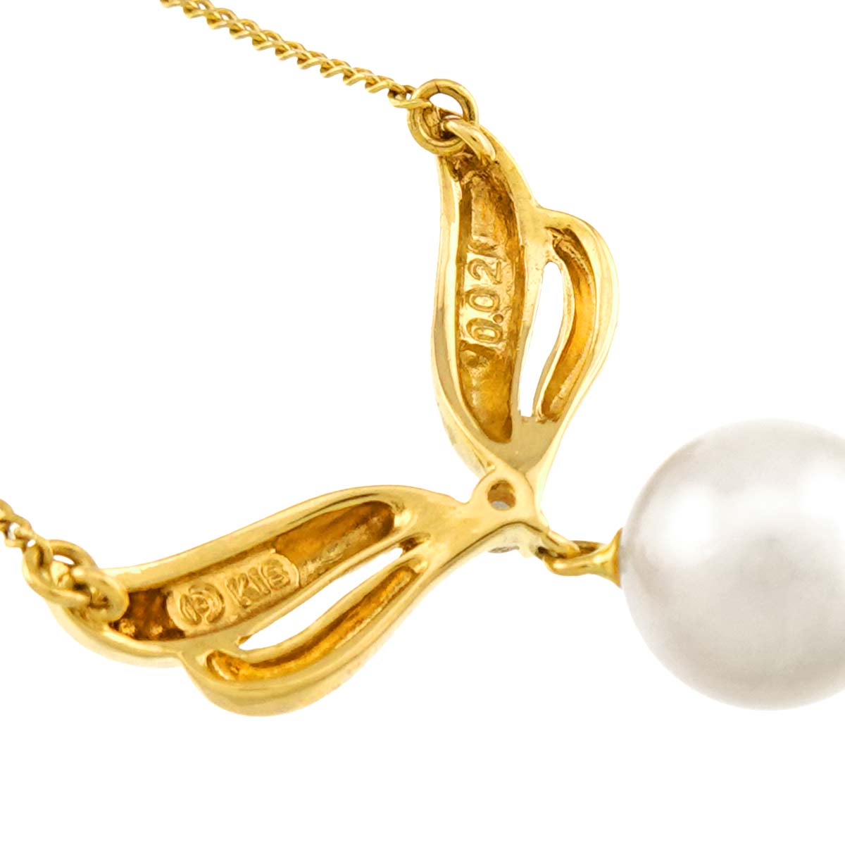 Akoya Pearl 8.0mm Diamond 0.02ct Necklace 18K YG 750