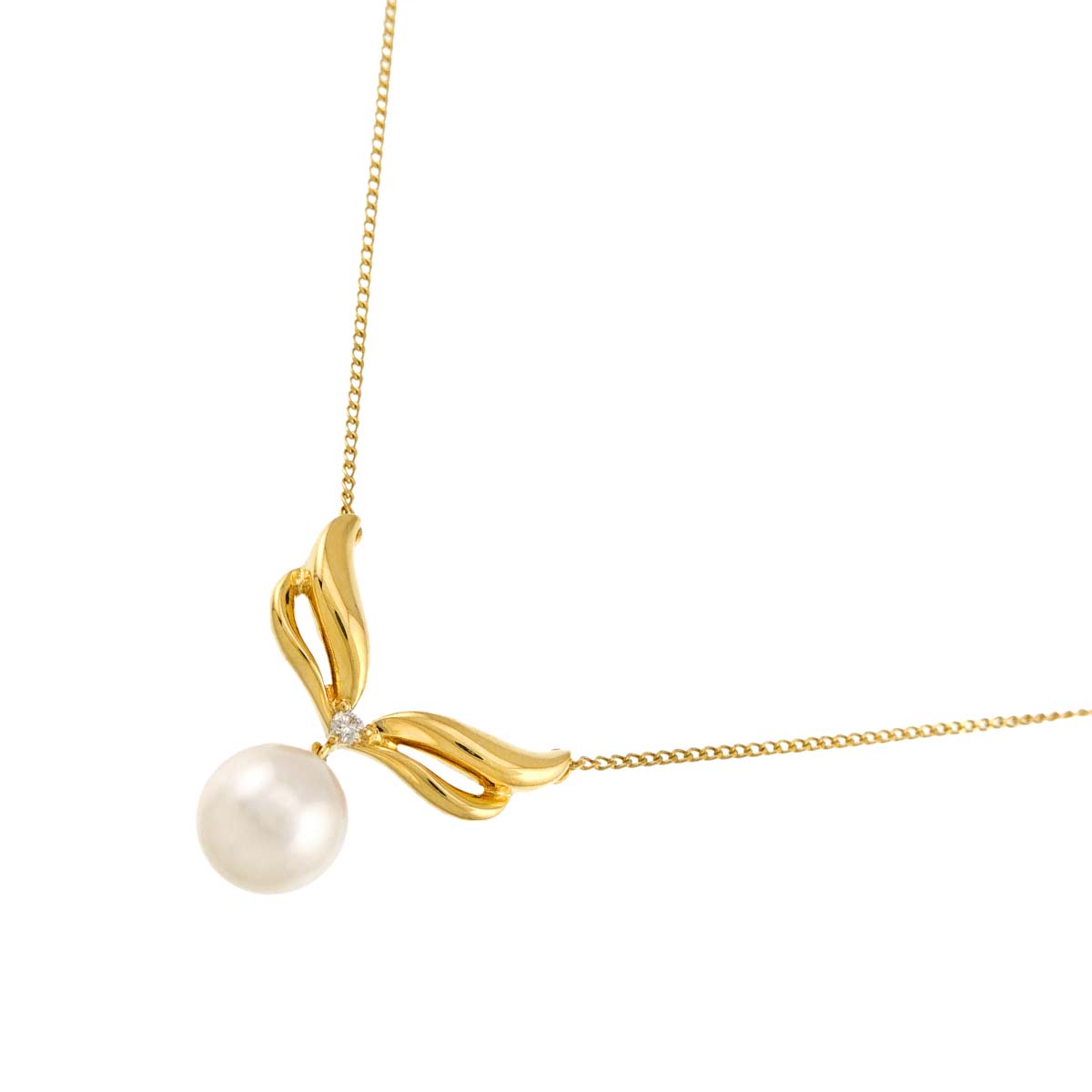Akoya Pearl 8.0mm Diamond 0.02ct Necklace 18K YG 750
