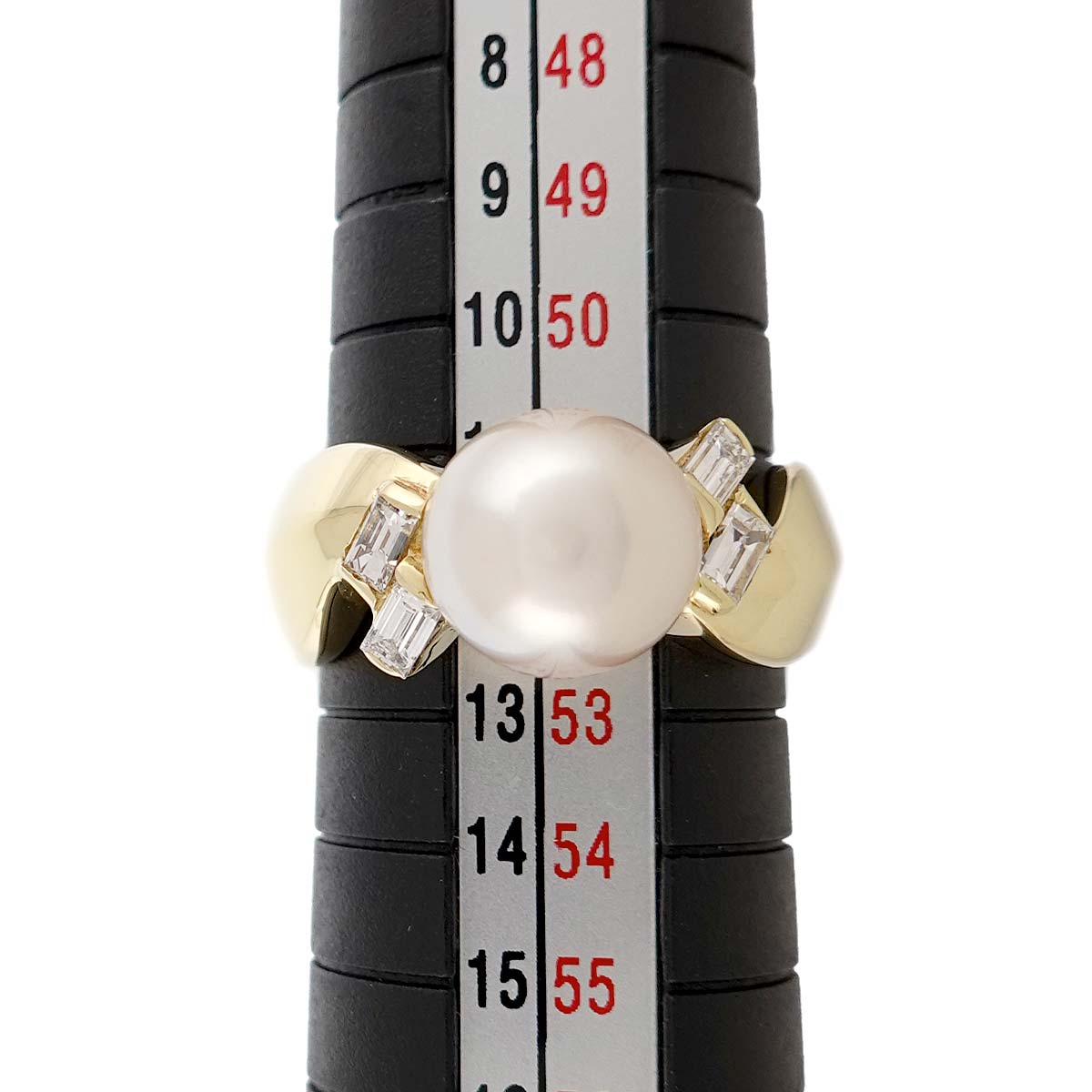Akoya Pearl 8.6mm Diamond 0.34ct Ring 18K YG size6(US)