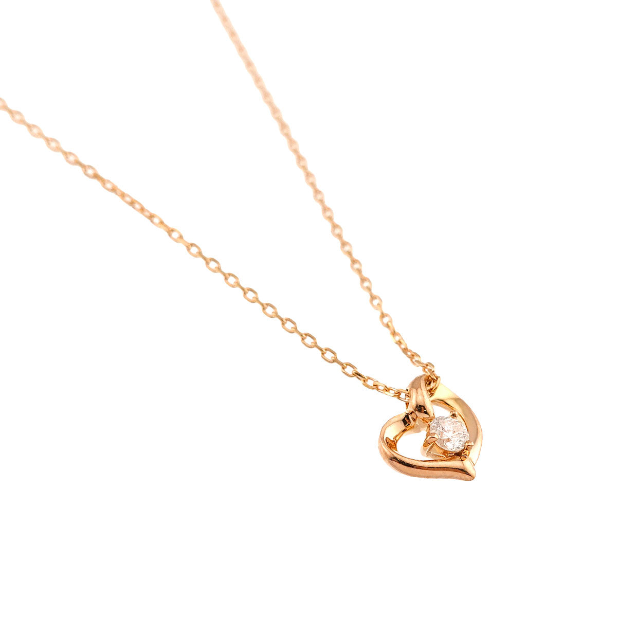 Diamond Heart Necklace 18K Pink Gold 750