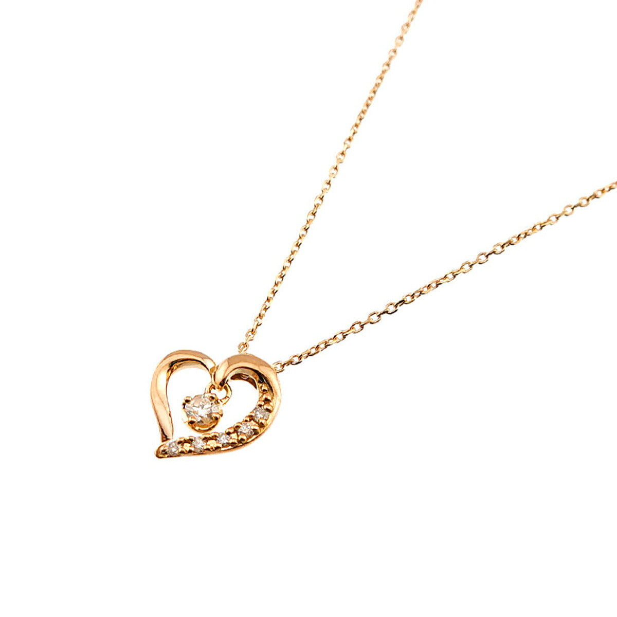 Diamond Heart Necklace 18K Pink Gold 750