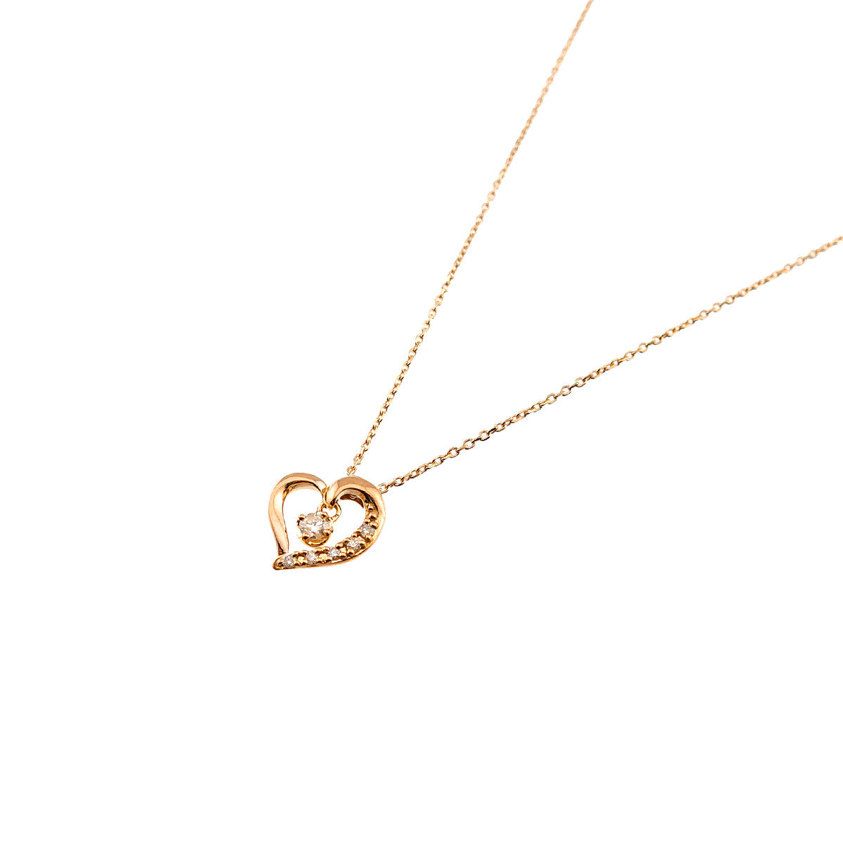 Diamond Heart Necklace 18K Pink Gold 750