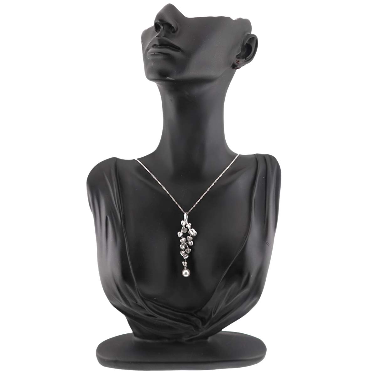 Akoya Pearl 7.4mm Diamond Necklace 18K White Gold 750