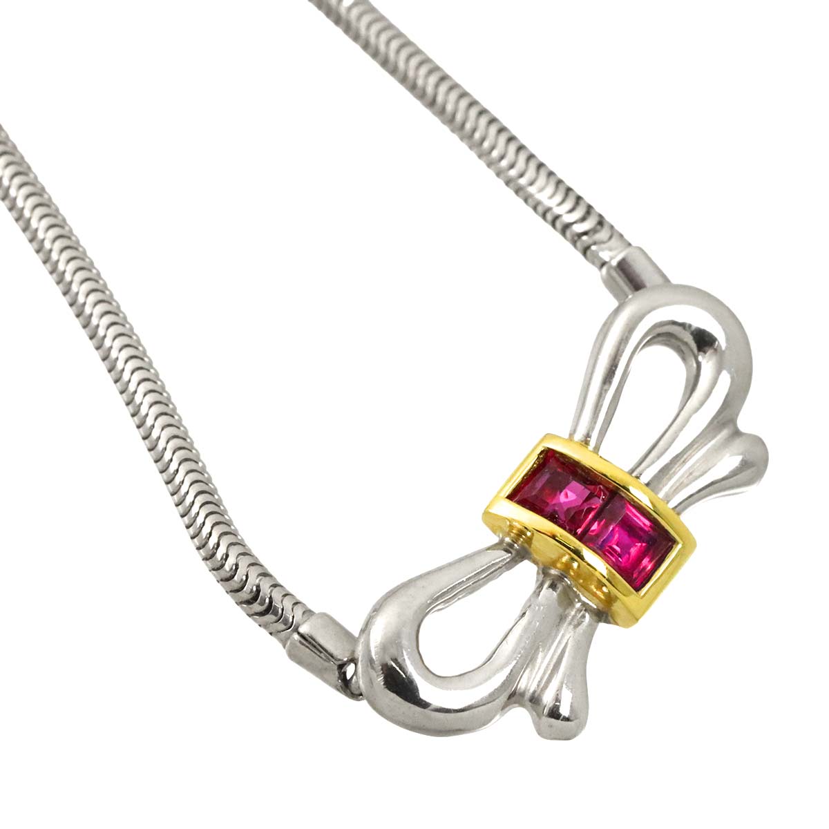 Ruby Necklace SV Silver 925 18K YG 750