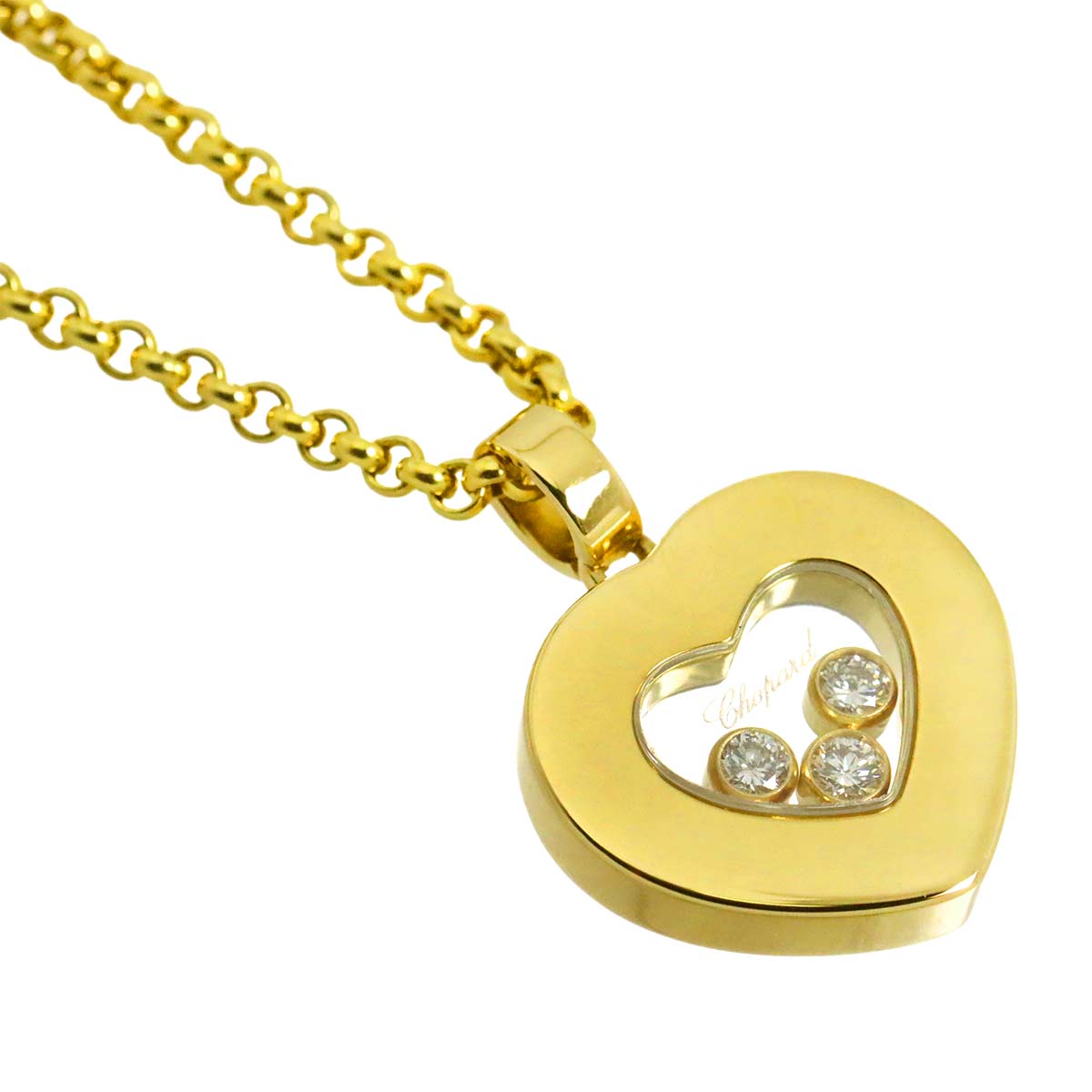Happy Diamond Heart Necklace 18K Yellow Gold 750
