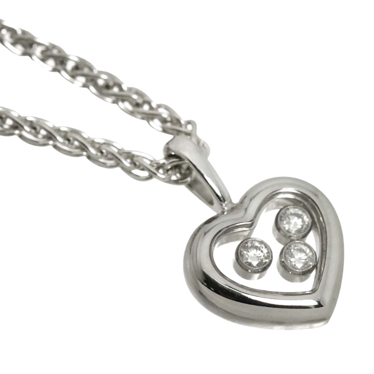 Happy Diamond Heart Necklace 18K White Gold 750