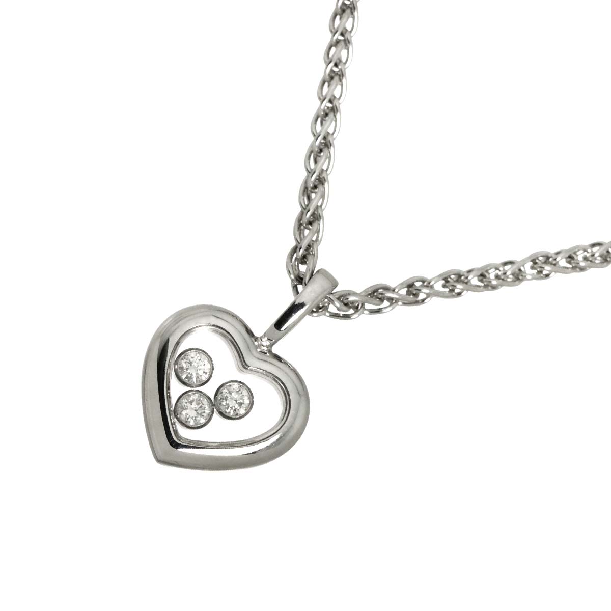 Happy Diamond Heart Necklace 18K White Gold 750