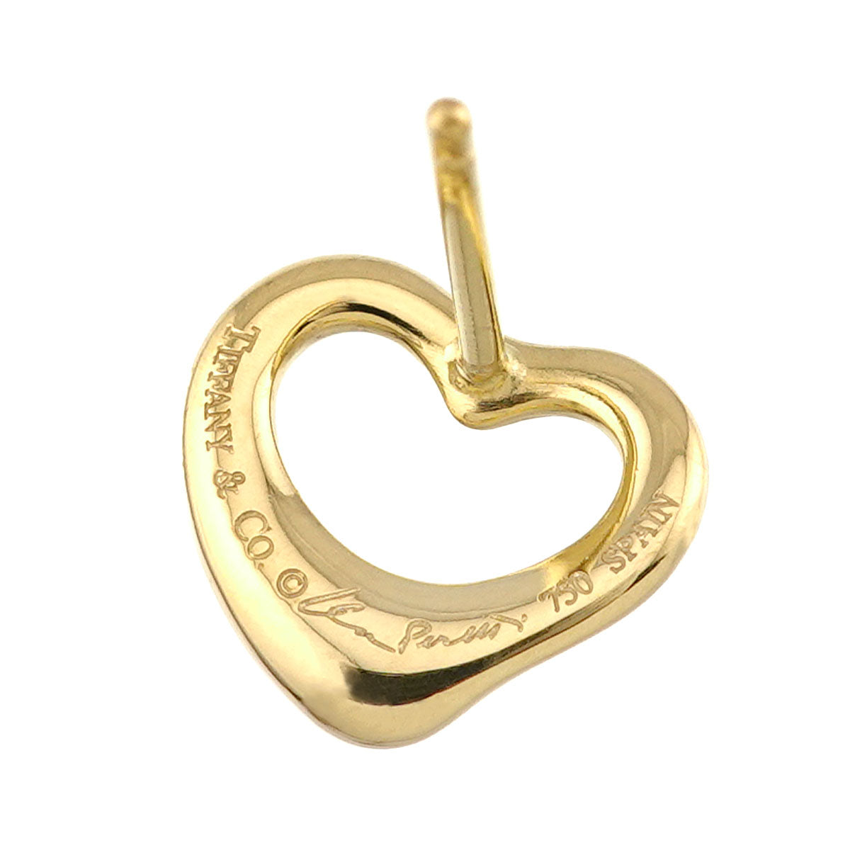 Open Heart Earrings Pierced 18K Yellow Gold 750