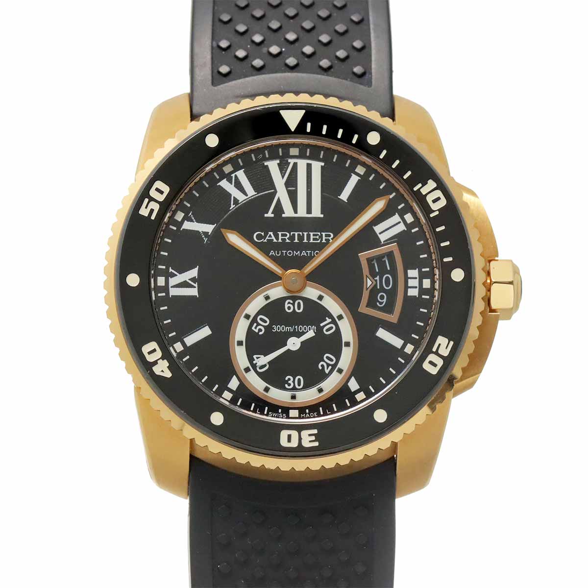 Calibre de Cartier Diver W7100052 Date 750 PG Black Dial Mens