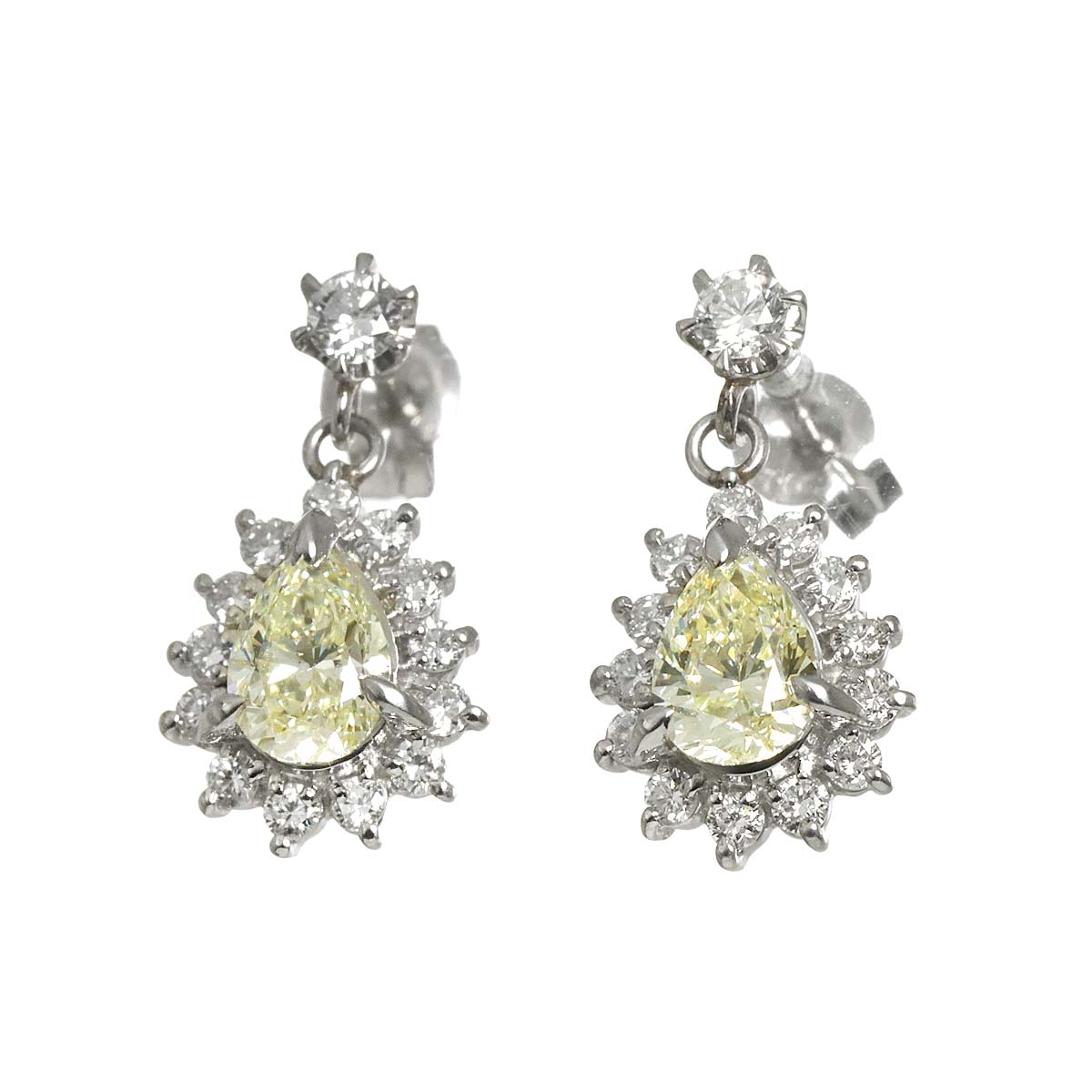 Diamond 0.508ct/0.508ct 0.196ct/0.198ct Earrings Pierced Pt Platinum