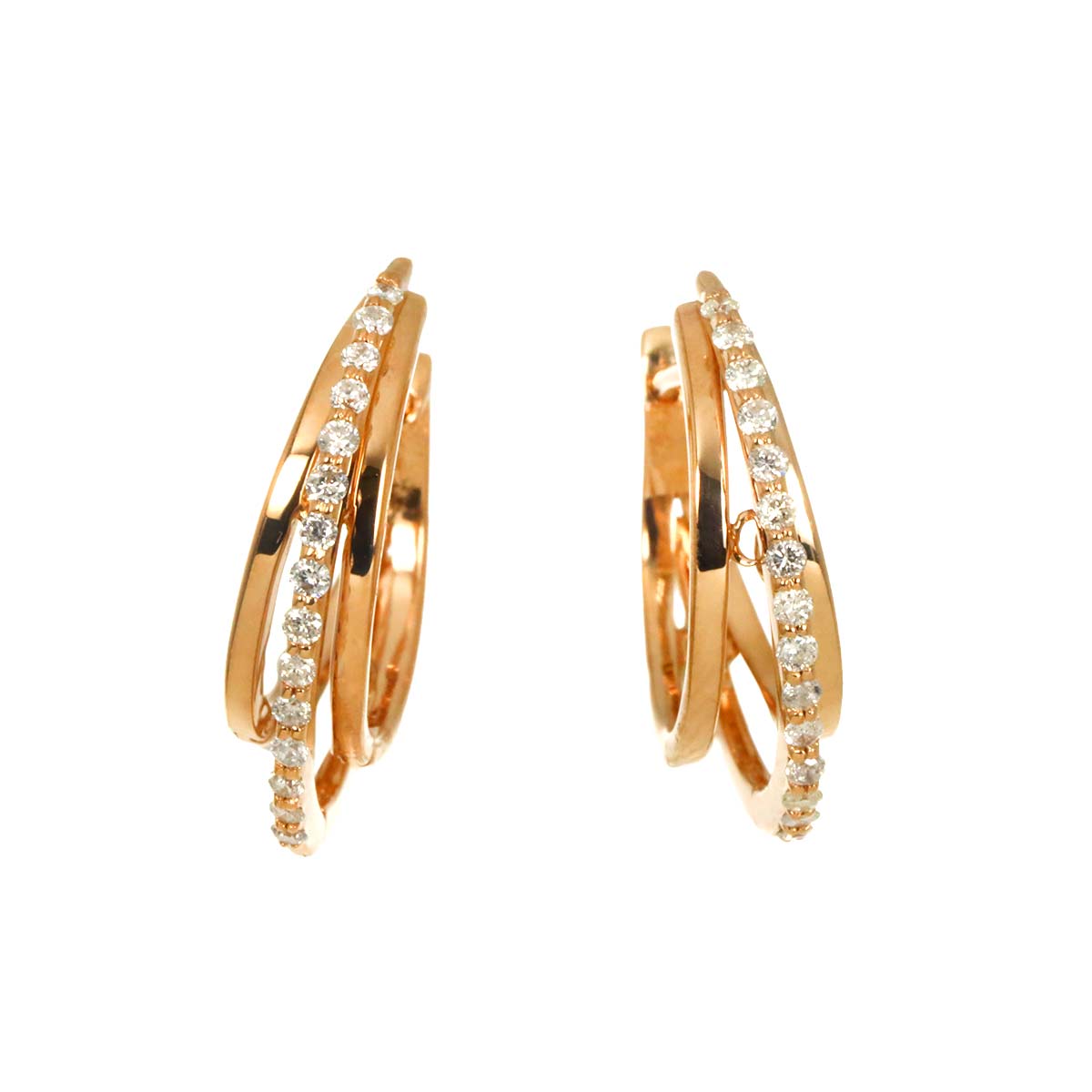 Diamond 0.15ct/0.15ct Earrings Pierced 18K PG Pink Gold 750