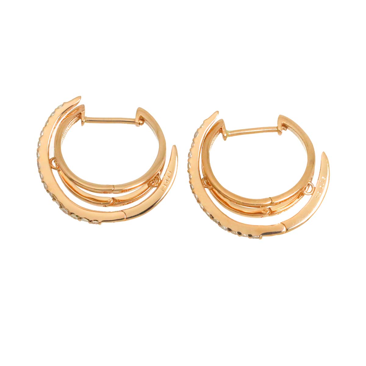 Diamond 0.15ct/0.15ct Earrings Pierced 18K PG Pink Gold 750