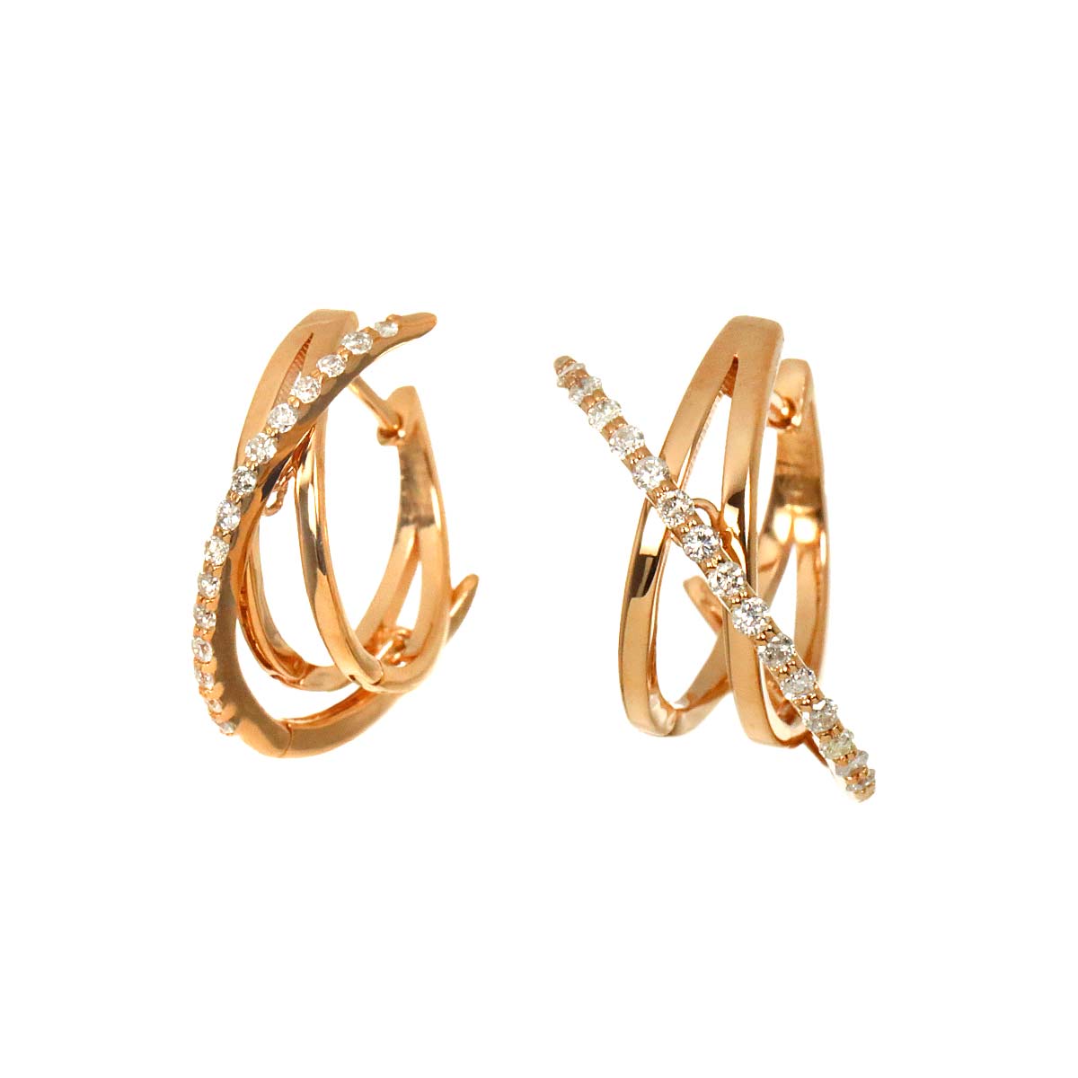 Diamond 0.15ct/0.15ct Earrings Pierced 18K PG Pink Gold 750