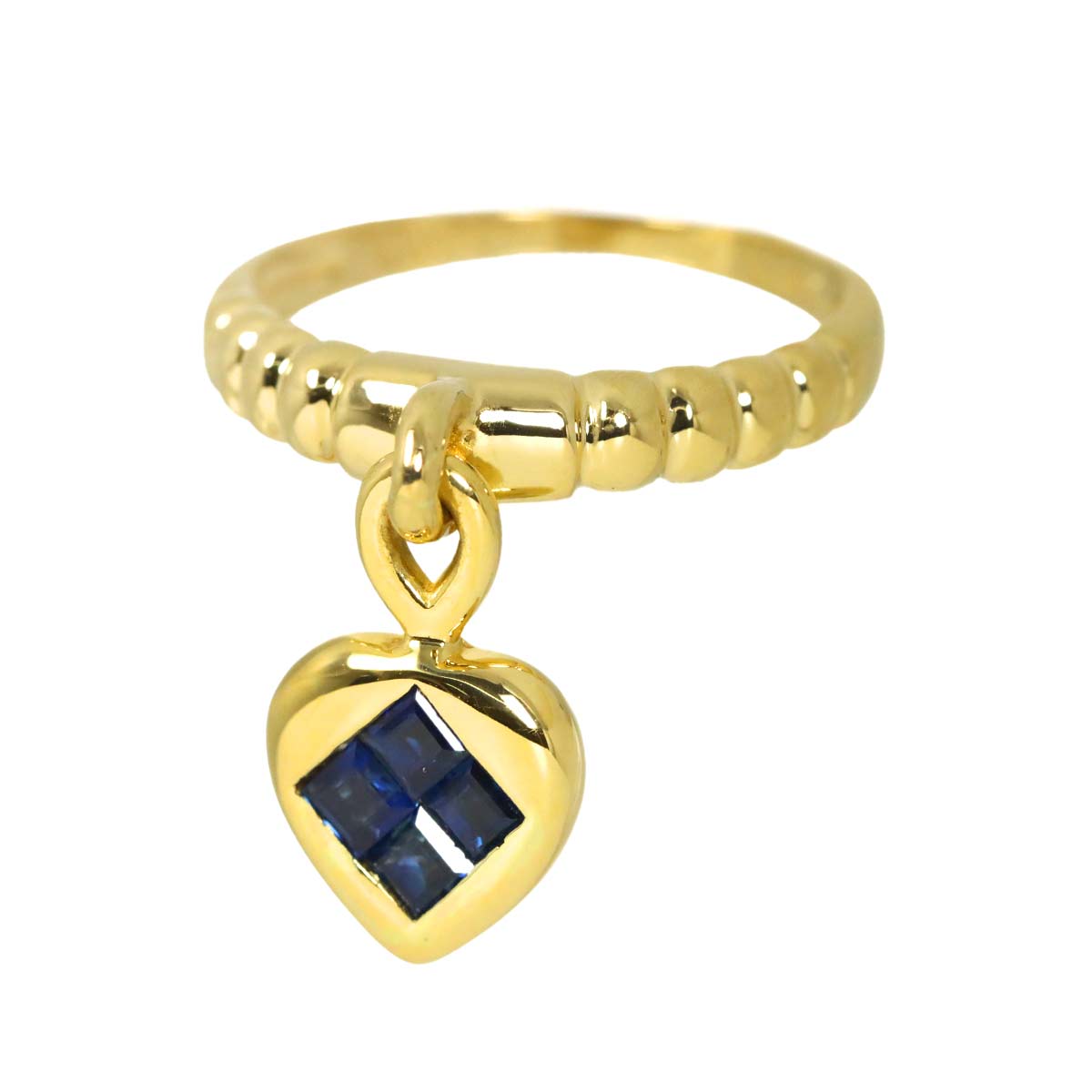Sapphire 0.40ct Diamond 0.07ct Ring 18K K18 YG Yellow Gold 4(US)