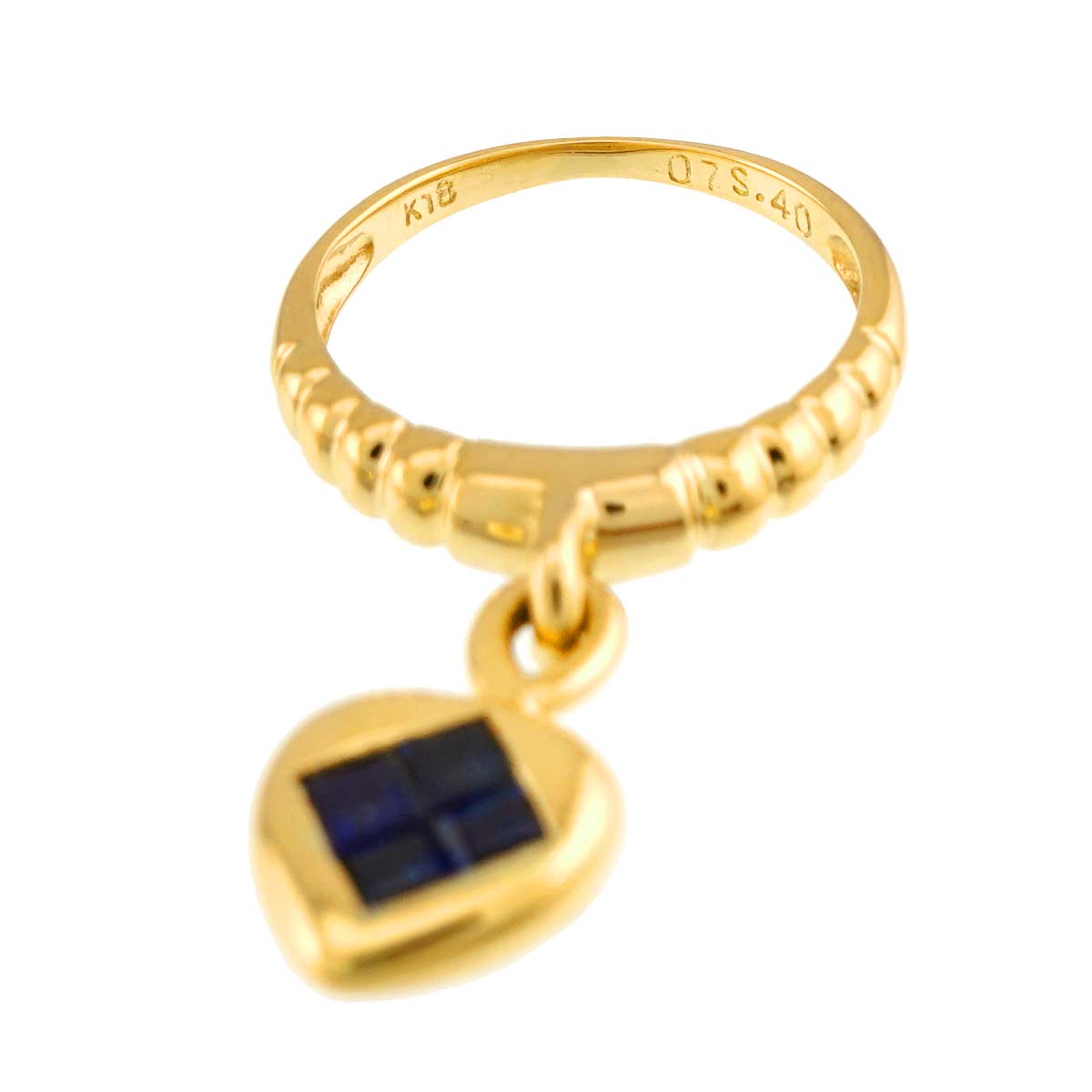 Sapphire 0.40ct Diamond 0.07ct Ring 18K K18 YG Yellow Gold 4(US)