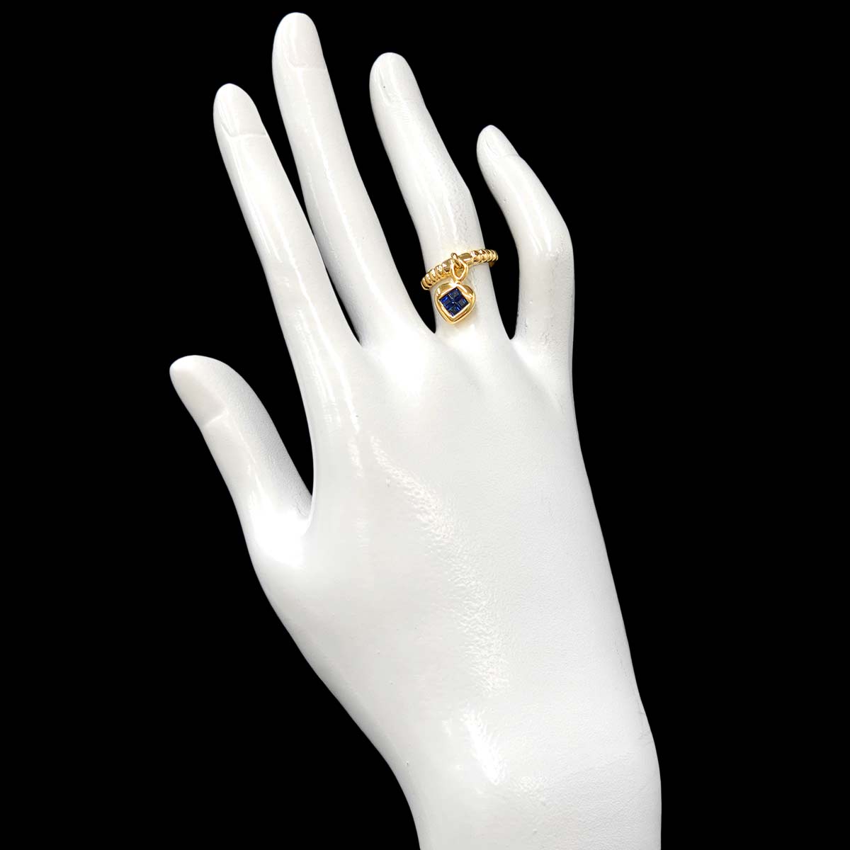 Sapphire 0.40ct Diamond 0.07ct Ring 18K K18 YG Yellow Gold 4(US)