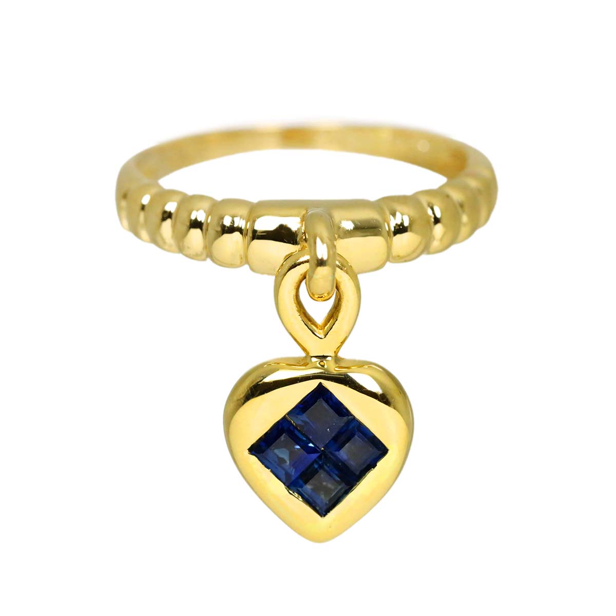 Sapphire 0.40ct Diamond 0.07ct Ring 18K K18 YG Yellow Gold 4(US)