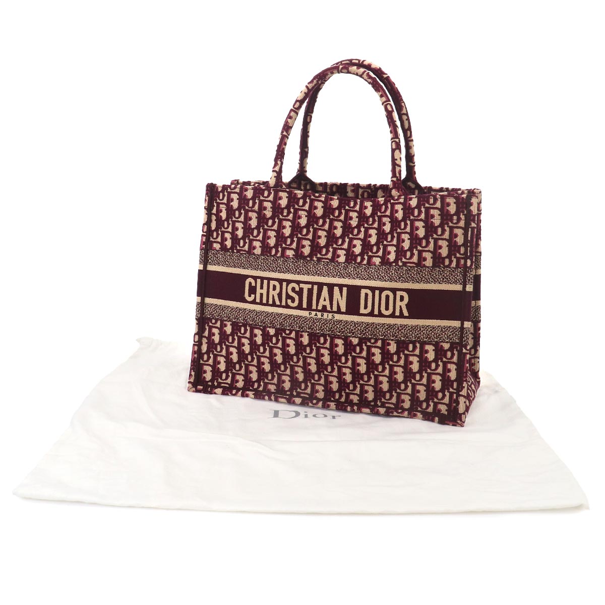 Oblique Book Tote Medium Bag Canvas Bordeaux M1296ZRIW