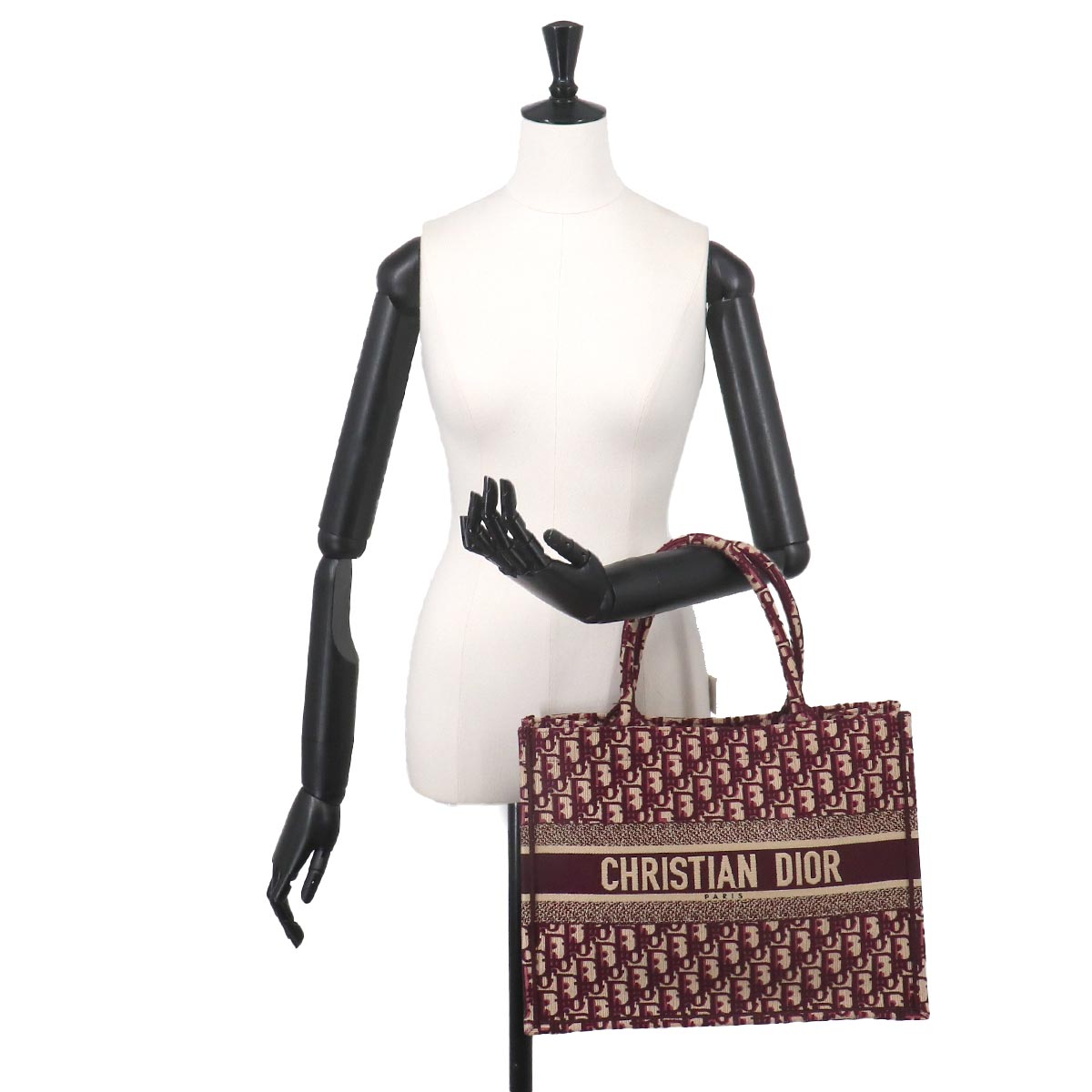 Oblique Book Tote Medium Bag Canvas Bordeaux M1296ZRIW