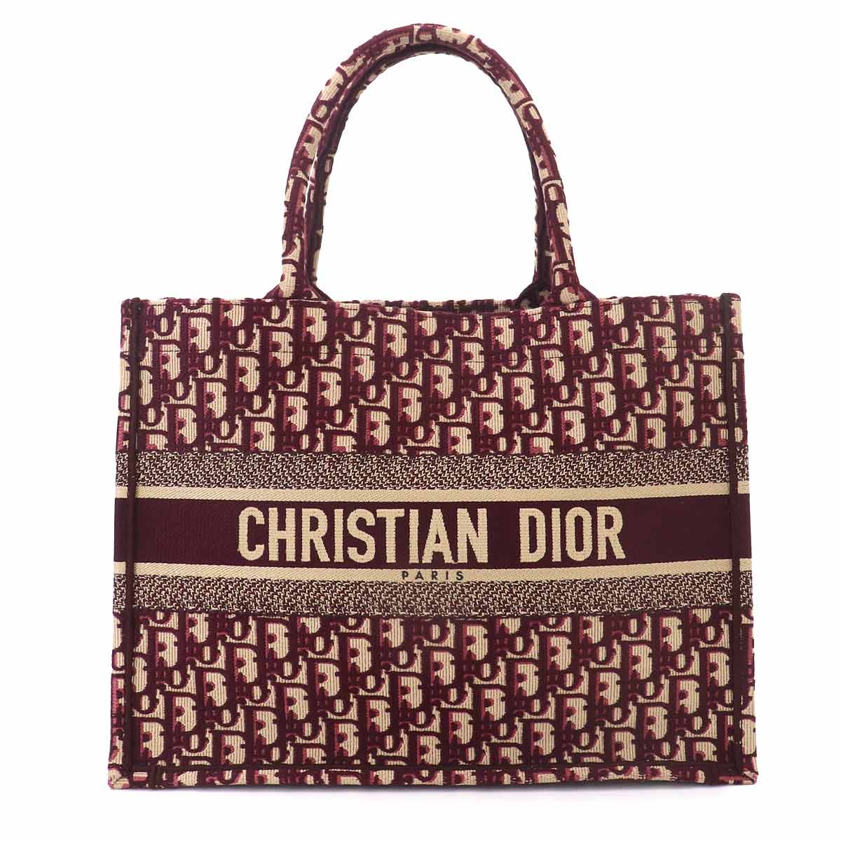 Oblique Book Tote Medium Bag Canvas Bordeaux M1296ZRIW