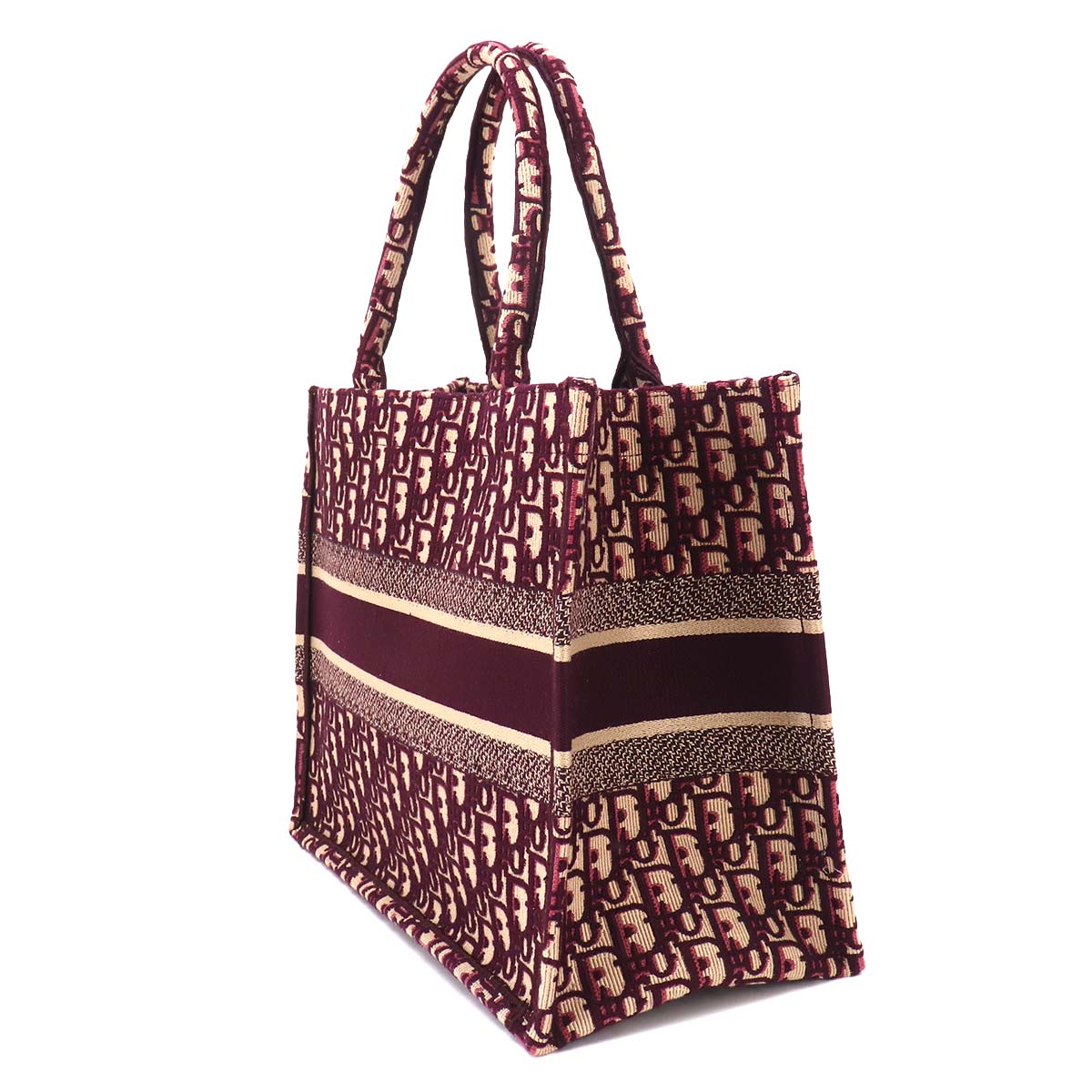 Oblique Book Tote Medium Bag Canvas Bordeaux M1296ZRIW