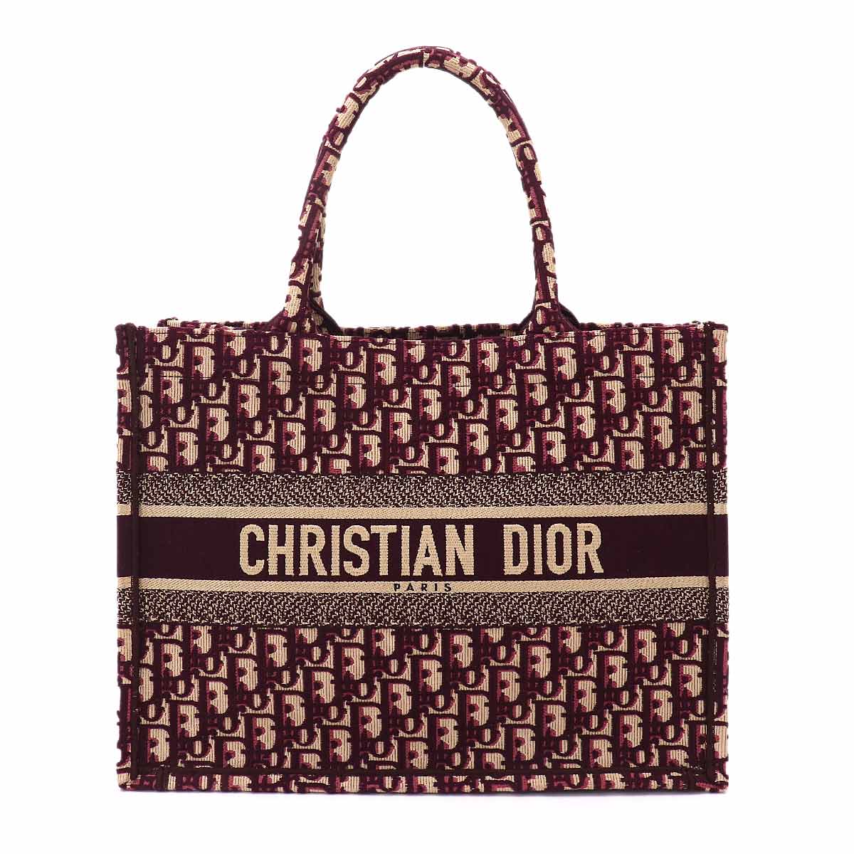 Oblique Book Tote Medium Bag Canvas Bordeaux M1296ZRIW