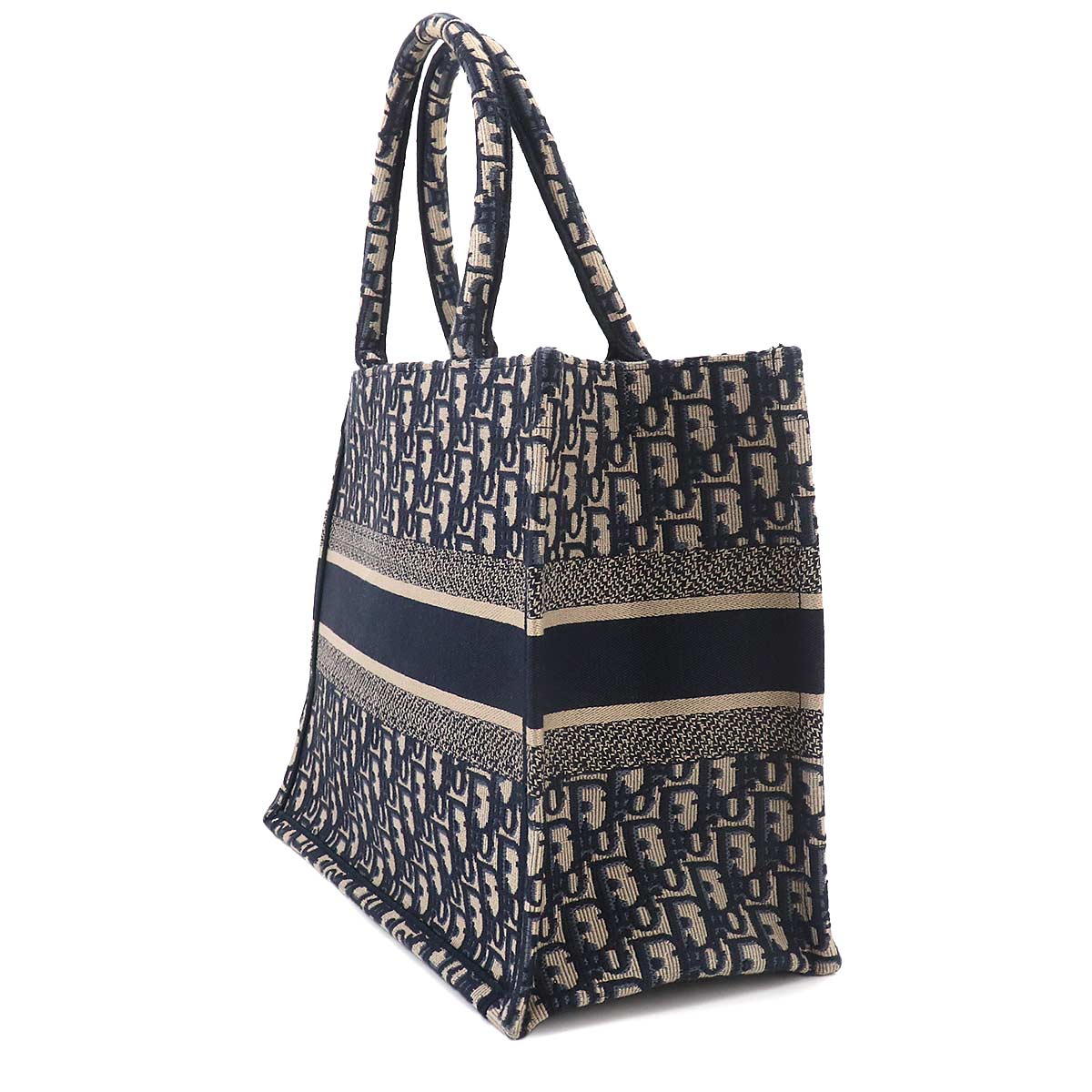 Oblique Book Tote Medium Bag Canvas Navy M1296ZRIW