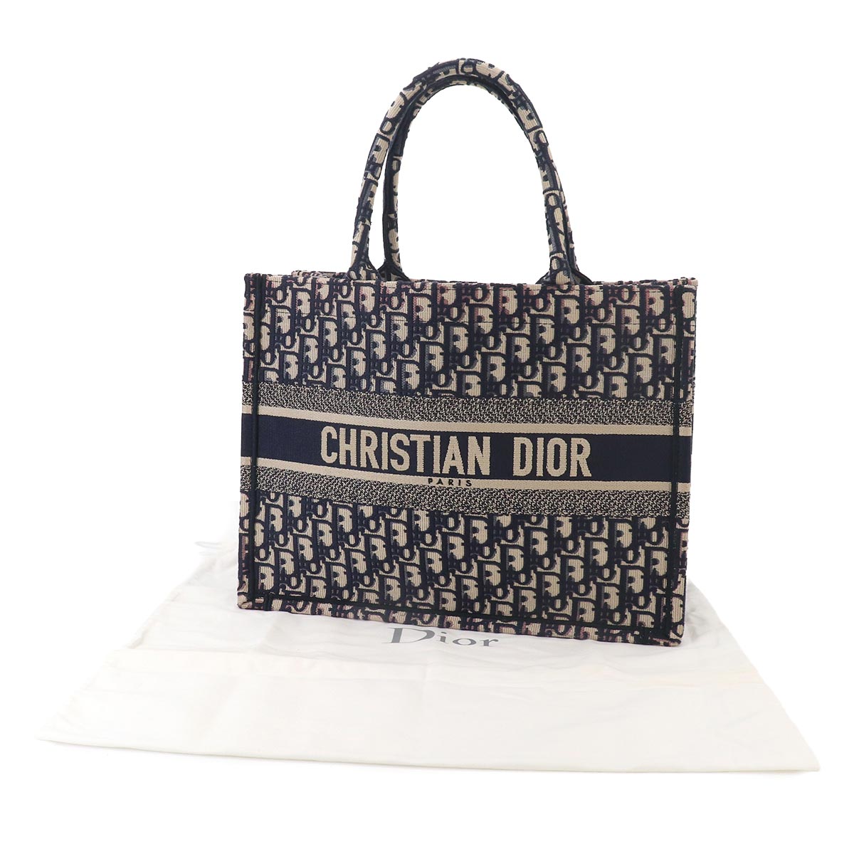Oblique Book Tote Medium Bag Canvas Navy M1296ZRIW