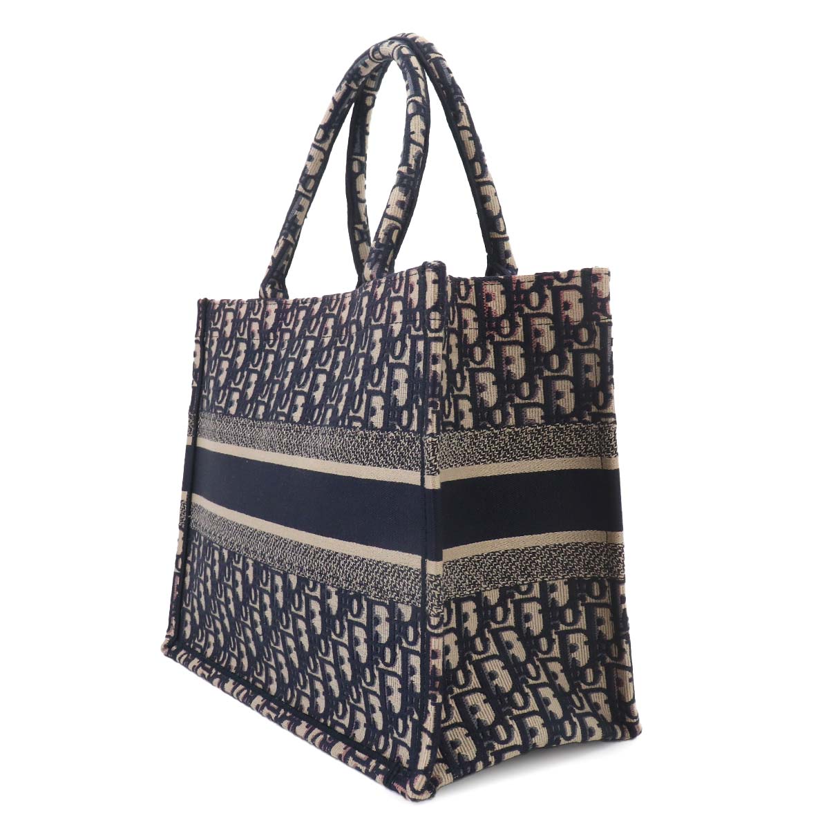 Oblique Book Tote Medium Bag Canvas Navy M1296ZRIW